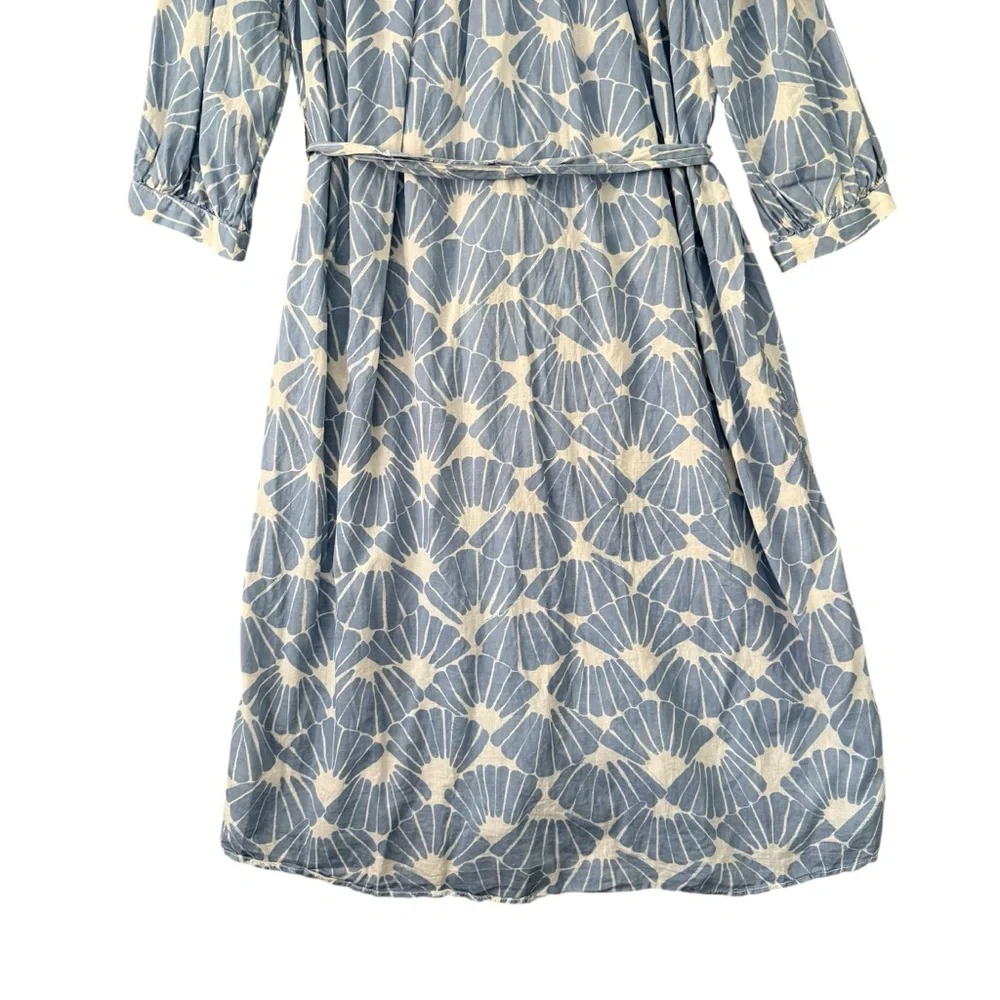 H&M | Tie Waist Balloon Sleeve Midi Dress Button Front Size M - Picture 8 of 10